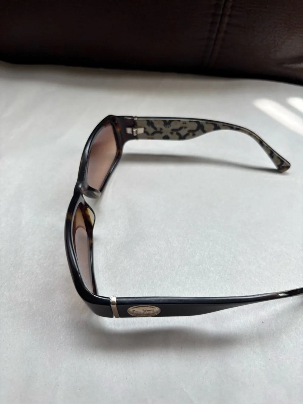 Coach Tortoiseshell Sunglasses with Gold Logo Detail